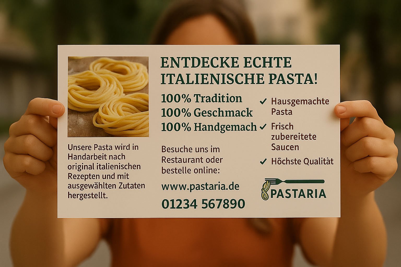 Visitenkarte für ein modernes italienisches Restaurant mit Pasta-Design